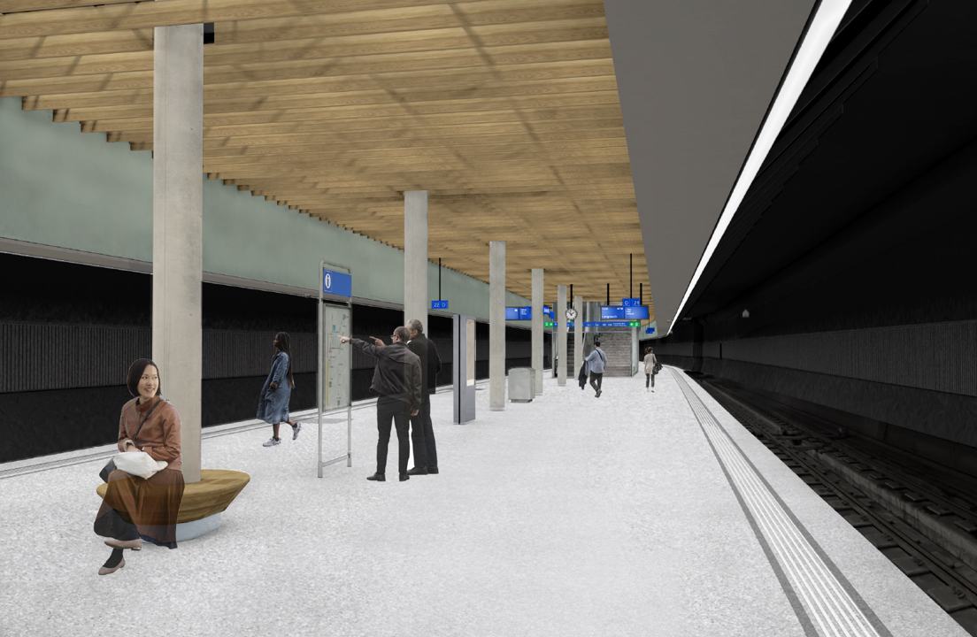 Projekt «Ausbau Zürich HB SZU»: So soll der verlängerte Perron aussehen. Visualisierung