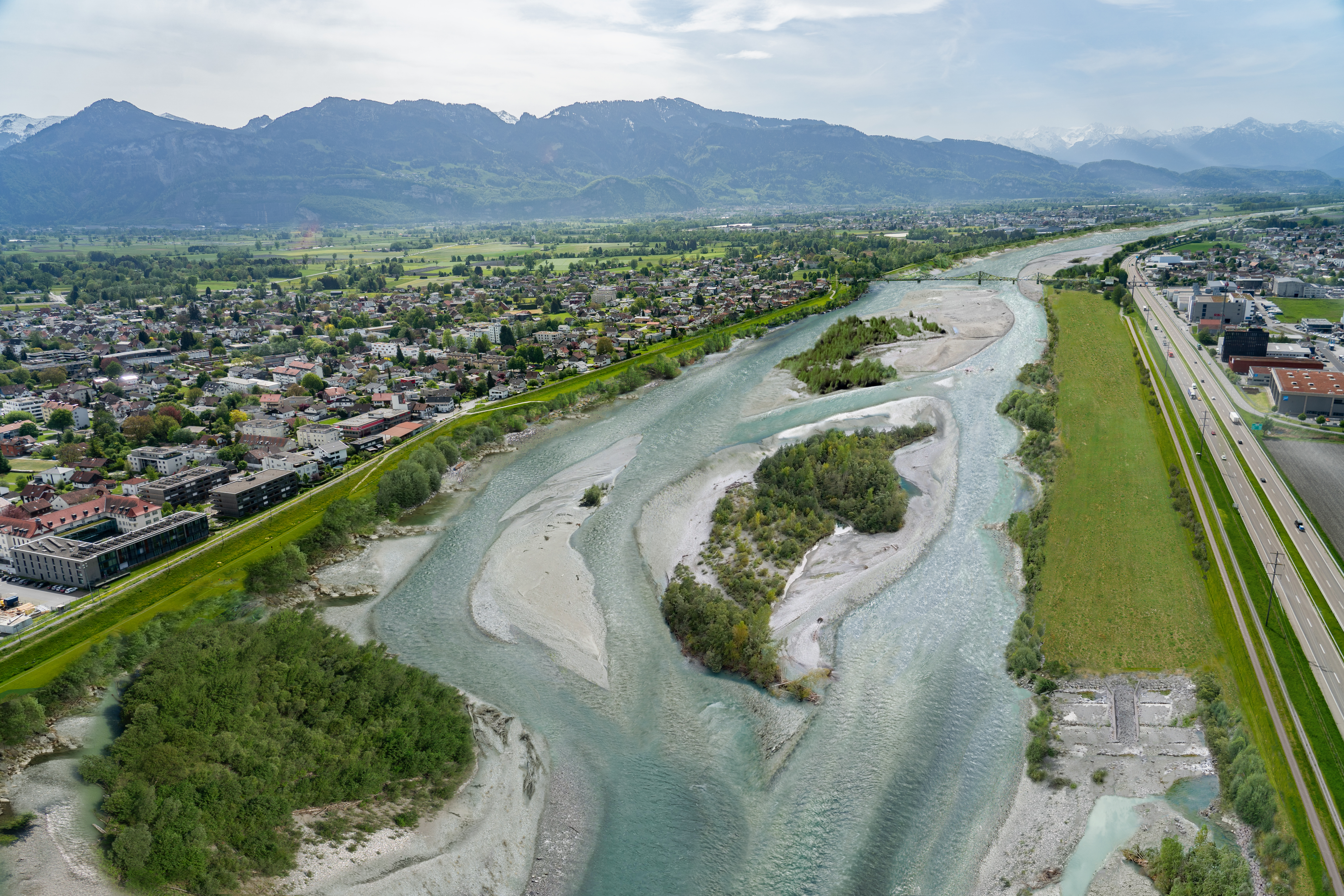 Alpenrhein im Gebiet Widnau - Lustenau (Viscose) in Zukunft 